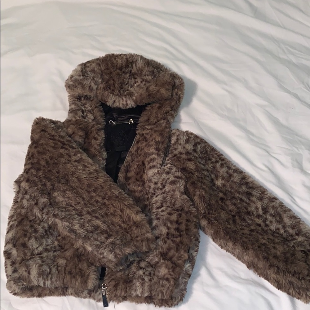 Kid Leopard print fluffy jacket